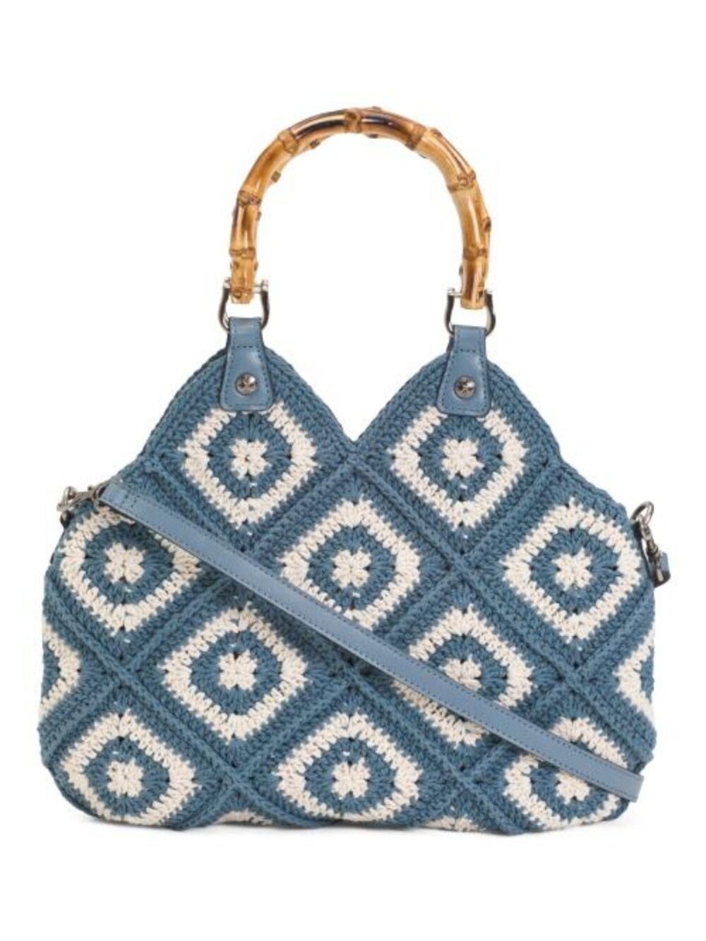 PATRICIA NASH Delphi Cotton Crochet And Leather Tote Crossbody